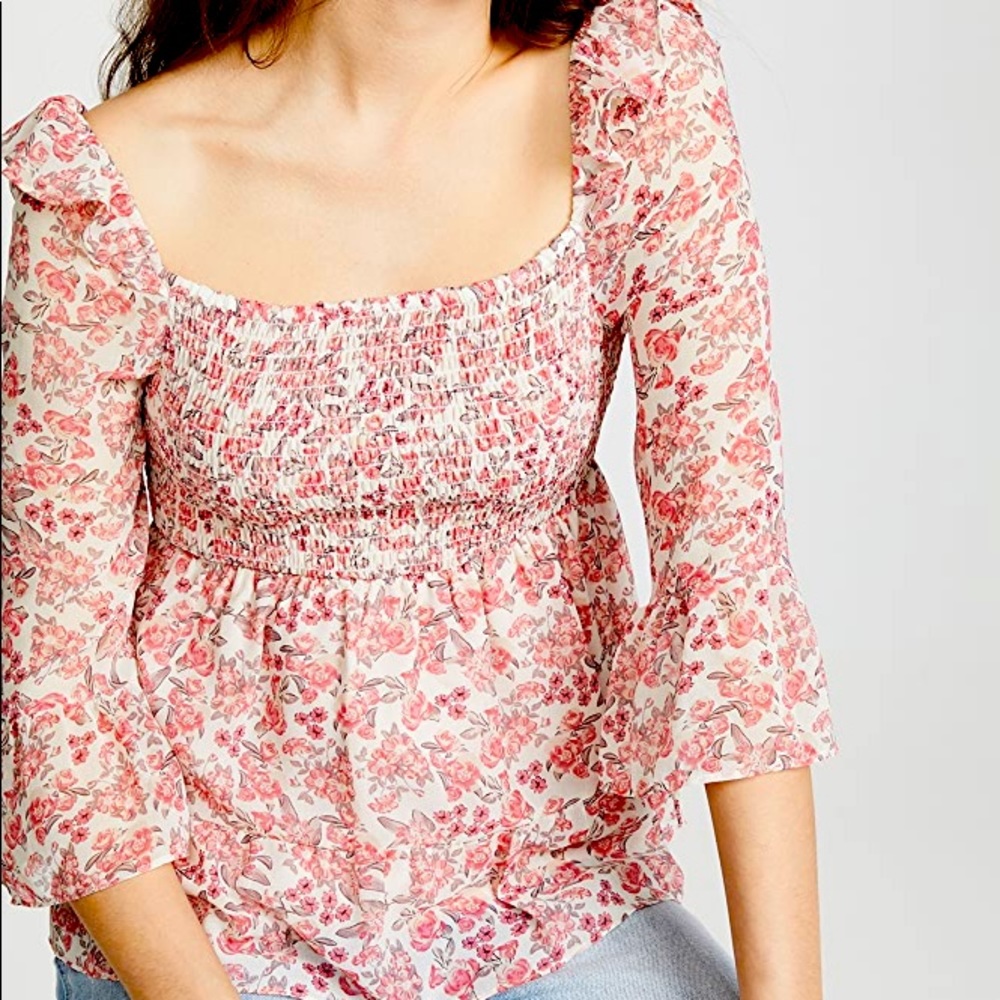 BB Dakota Precious Petals Smocked Top